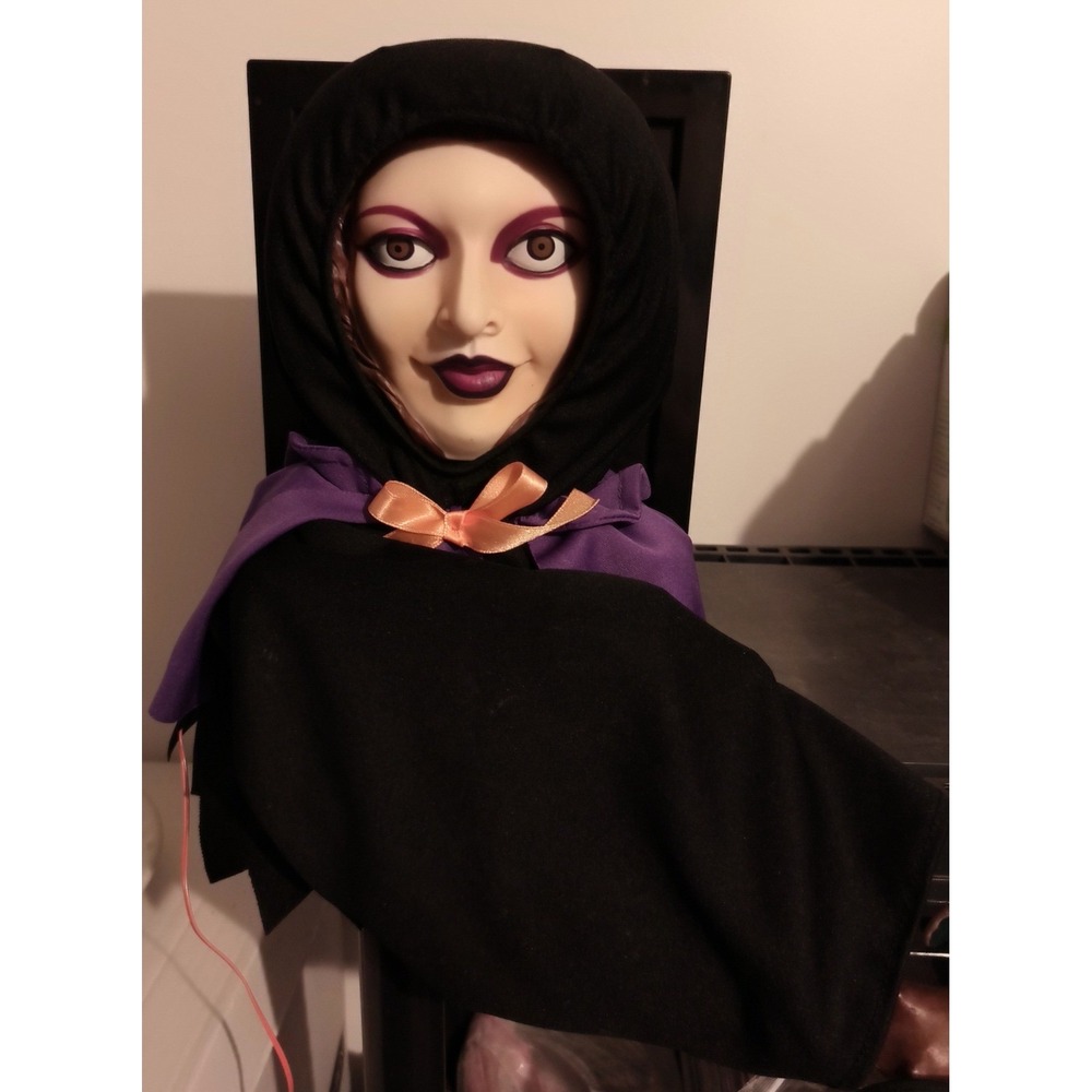 Animated Halloween Prop Rotating Face Witch Sorceress Animatronic Decor